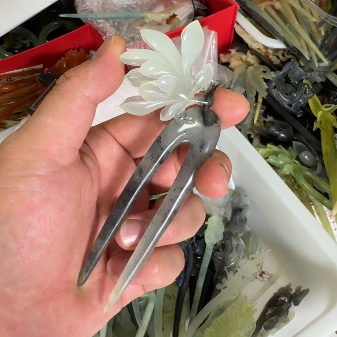 岫玉发饰未镶嵌明君玉簪就是好看