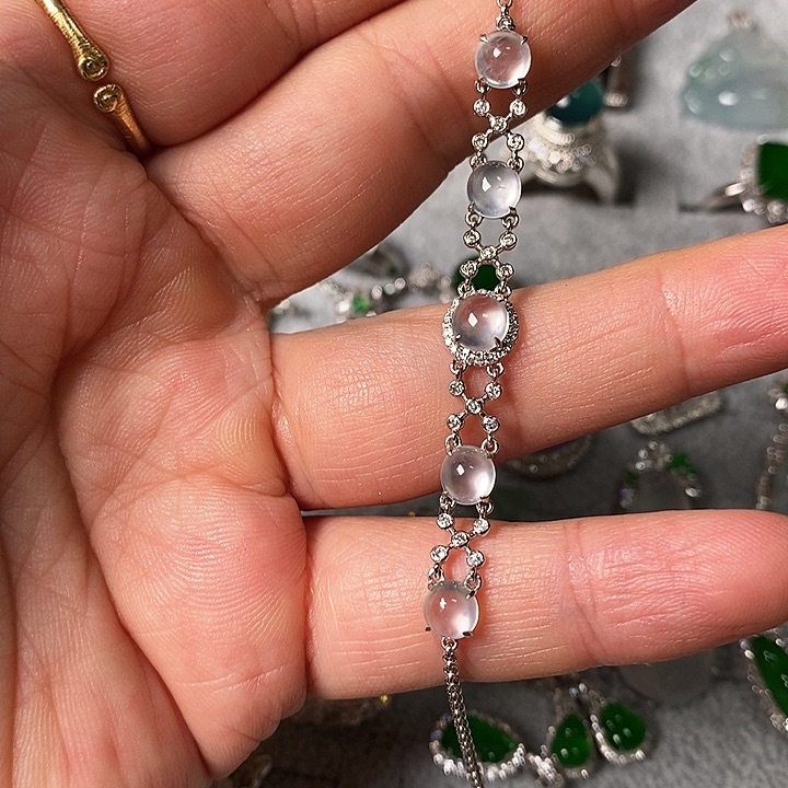 翡翠颈饰18K金镶嵌手链