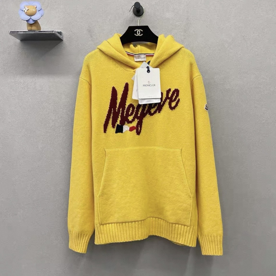 未使用 MONCLER 汤/P245621671/黄色 经典logo 毛衣 S