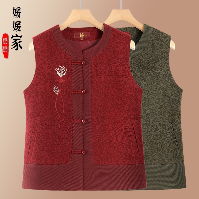 新款中老年人奶奶马甲春秋老人衣服坎肩外套妈妈背心老太太马夹女