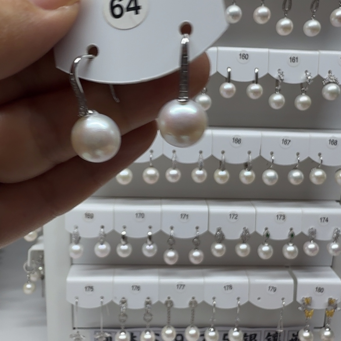 薄***子银S925镶嵌耳饰淡水珍珠珍珠