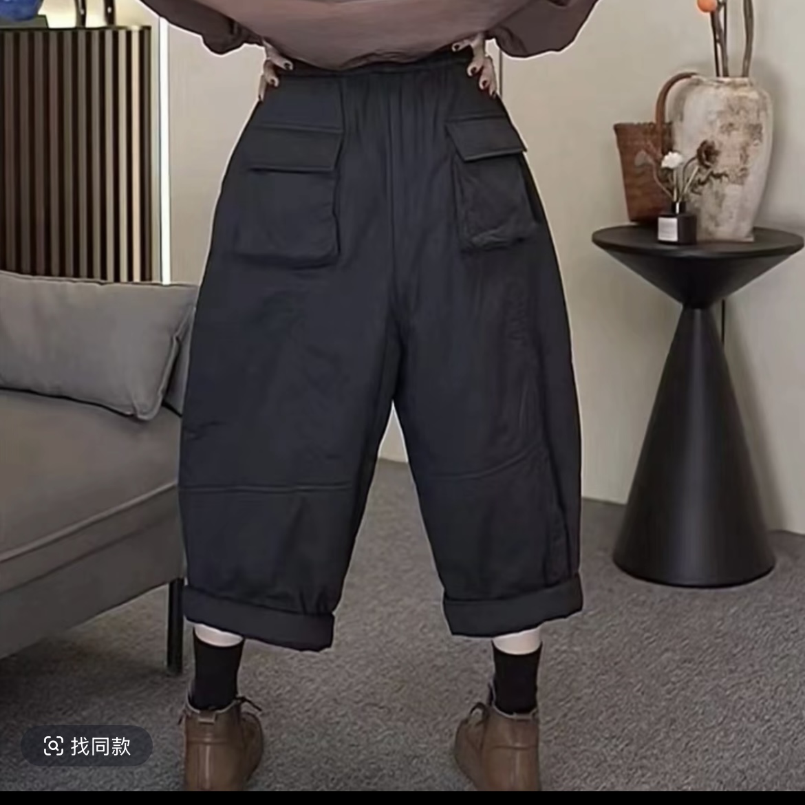休闲水洗棉小个老爹裤，宽松时尚【裤长82，臀围3.8】百搭