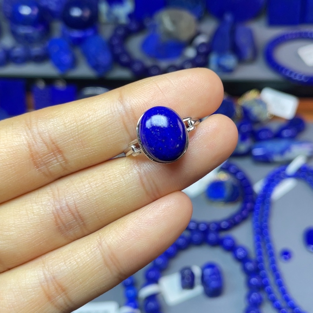 青金石银S925镶嵌戒指（可调节）