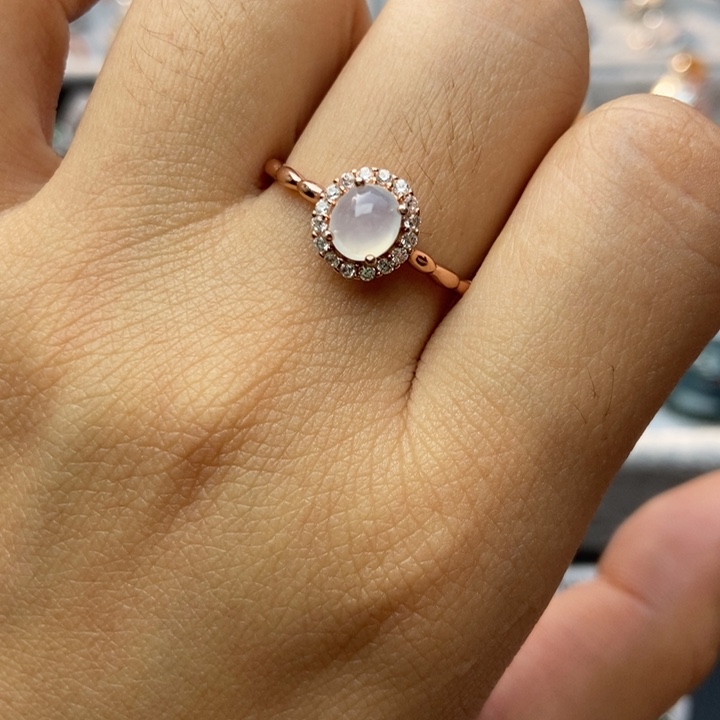 翡翠戒指银S925镶嵌戒指