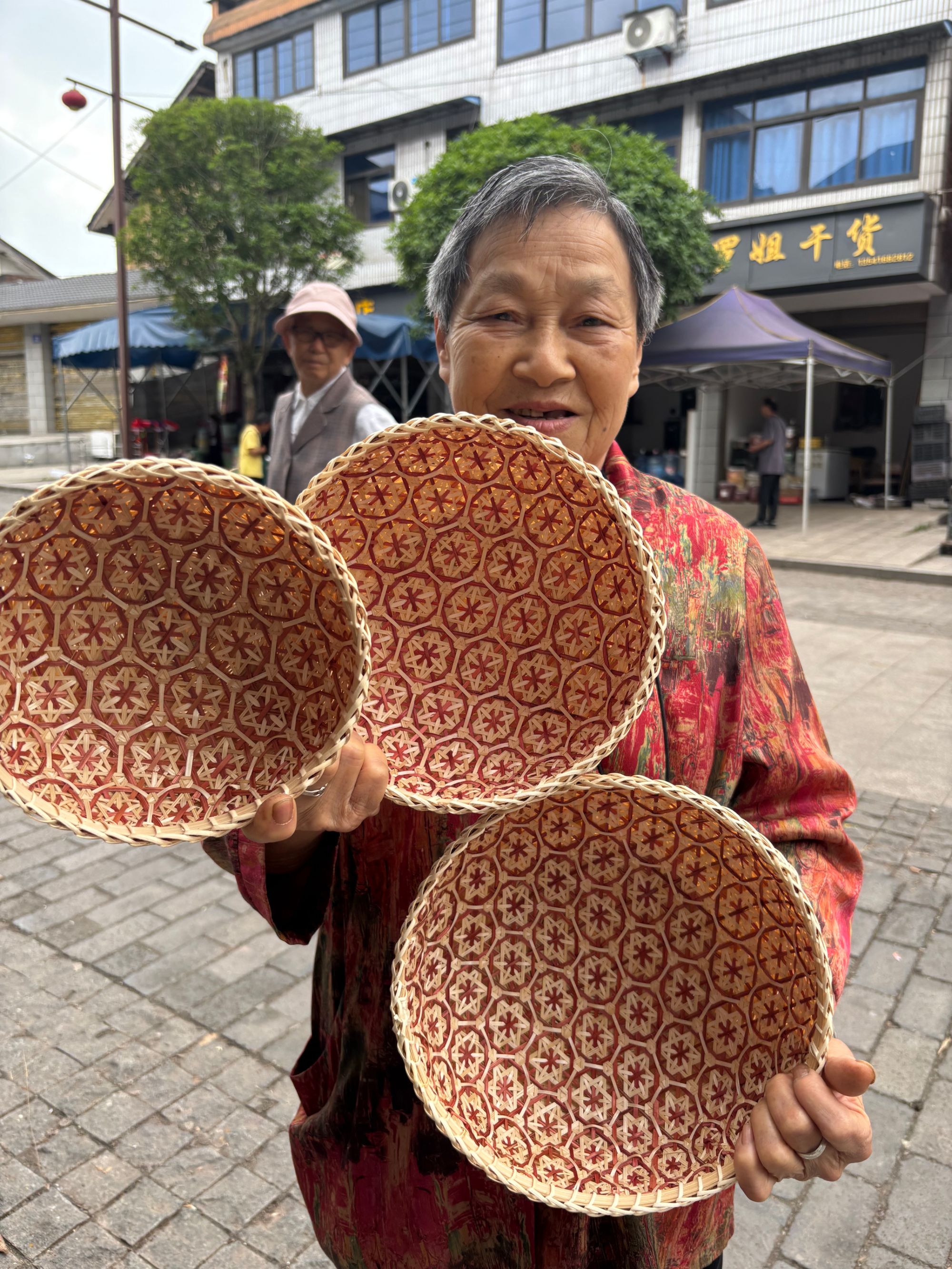 筲箕哥 精编花底篮  竹编 水果篮 手工编织面包篮馒头筐客厅