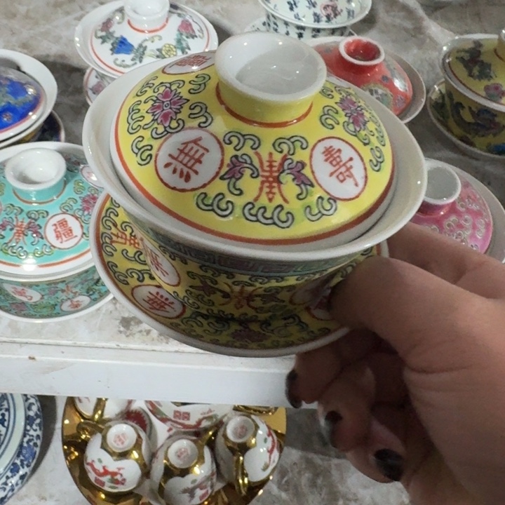 摆件帝王黄三才盖碗