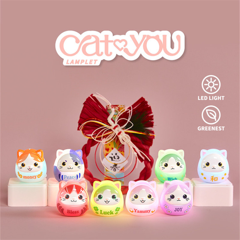 满满【拆盒】开运达摩猫小灯系列萌粒 潮玩盲盒代拆