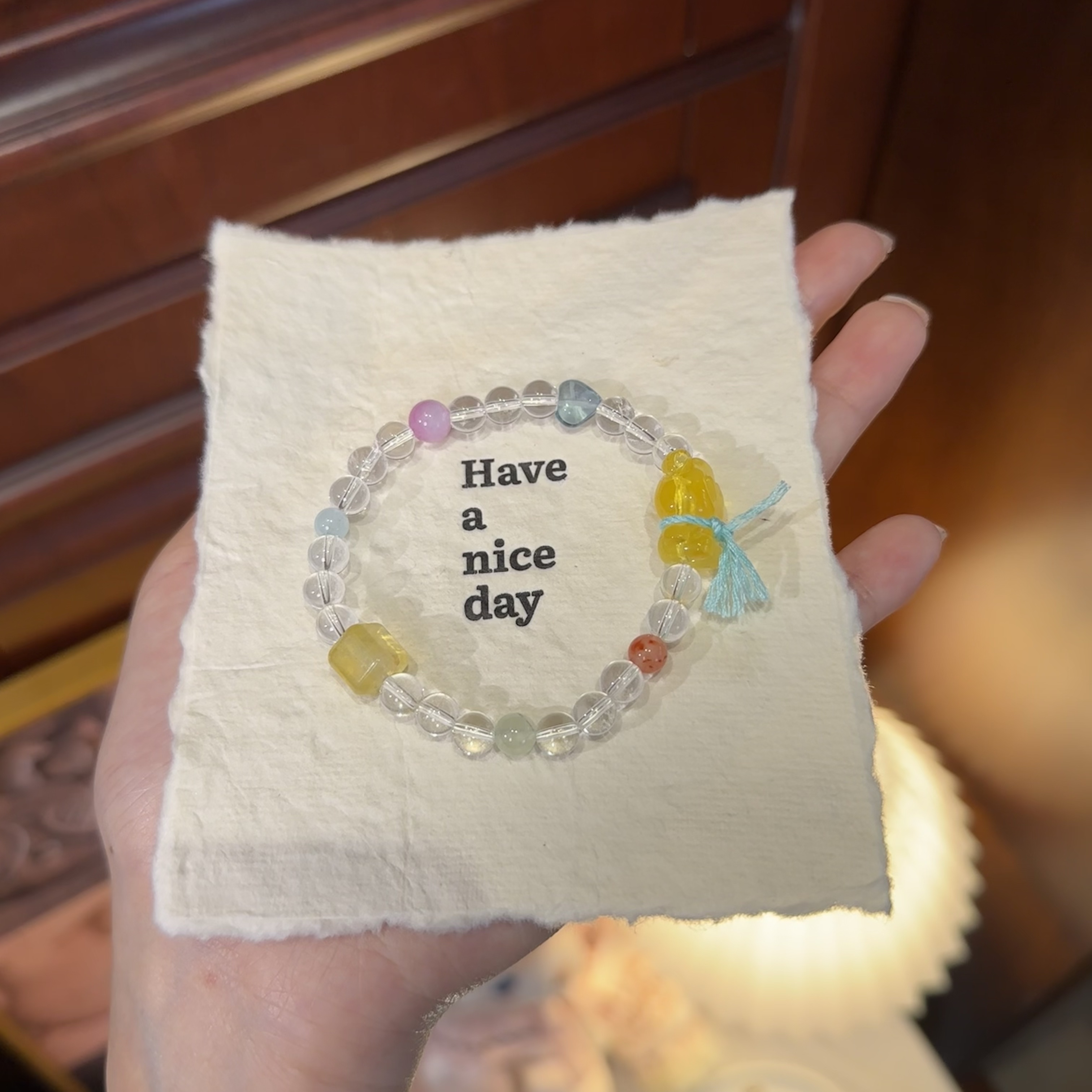 木兮手作*小晴窗蜜蜡熊白水手串