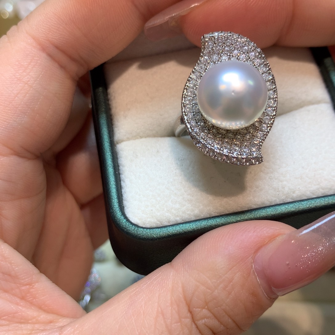 海水珍珠戒指银S925镶嵌