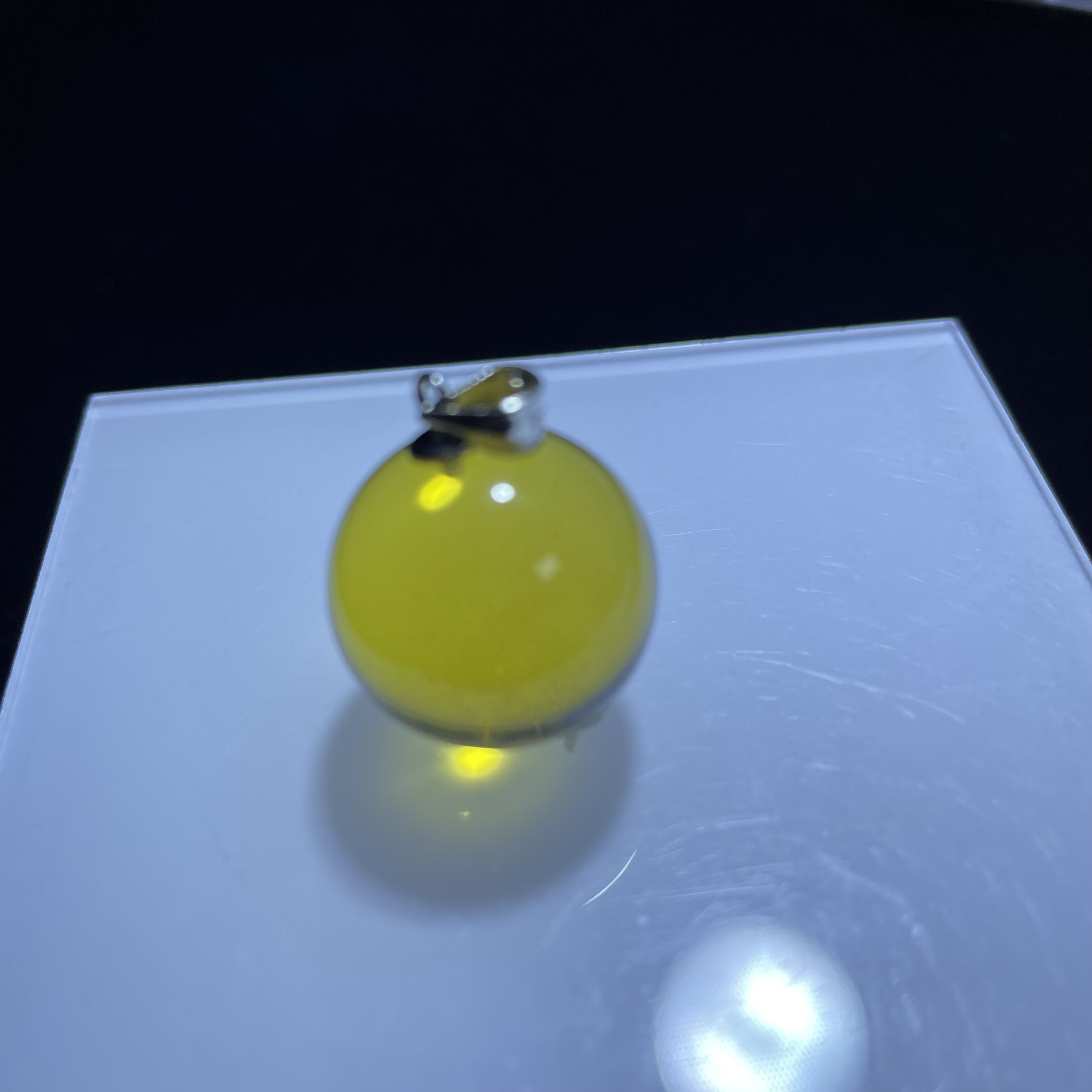 缅甸天然金蓝琥珀单珠吊坠