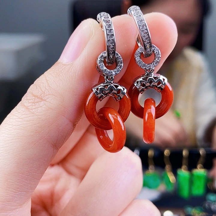 翡翠未镶嵌耳饰饰品