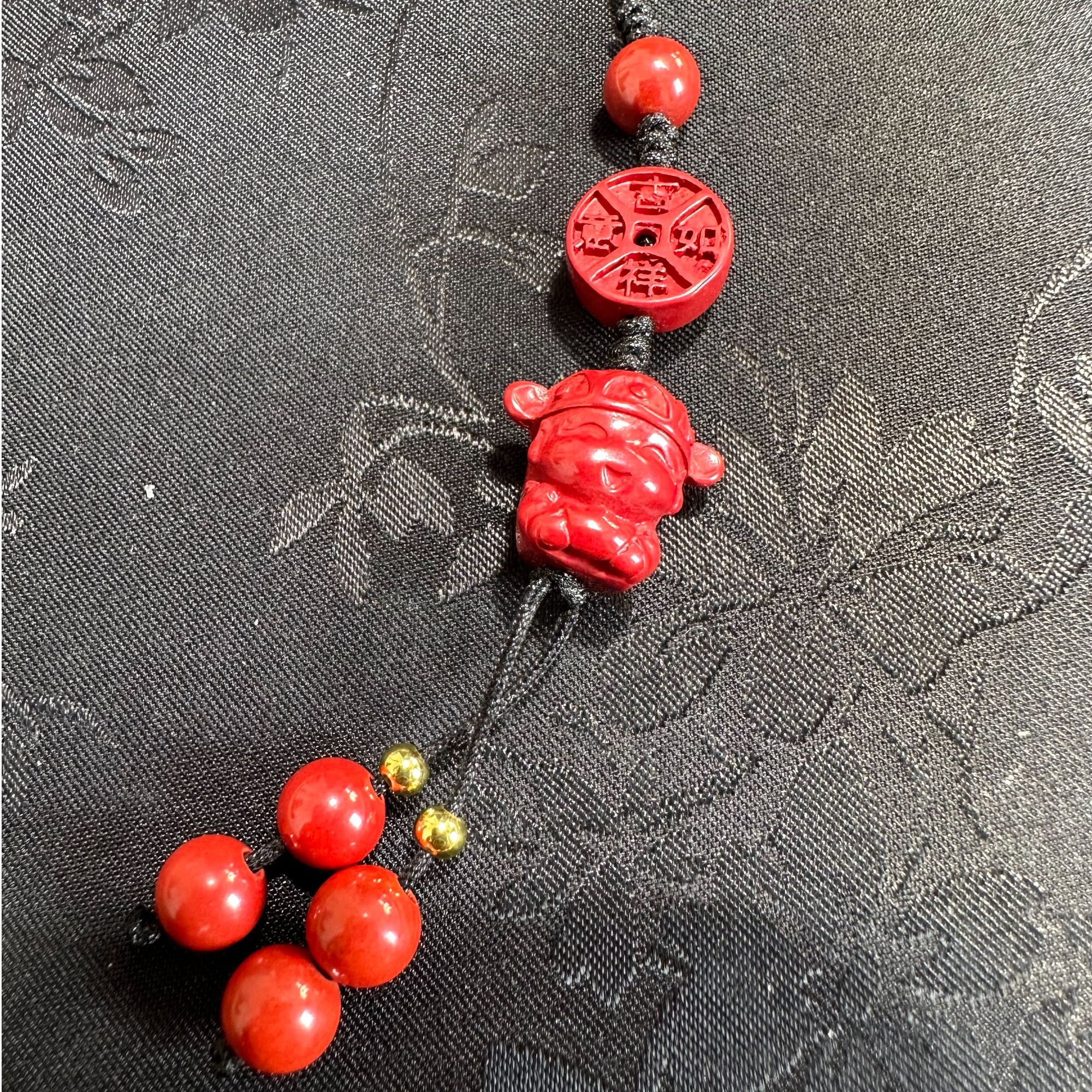 含辰砂工艺品高品质帝王砂小财神万能挂