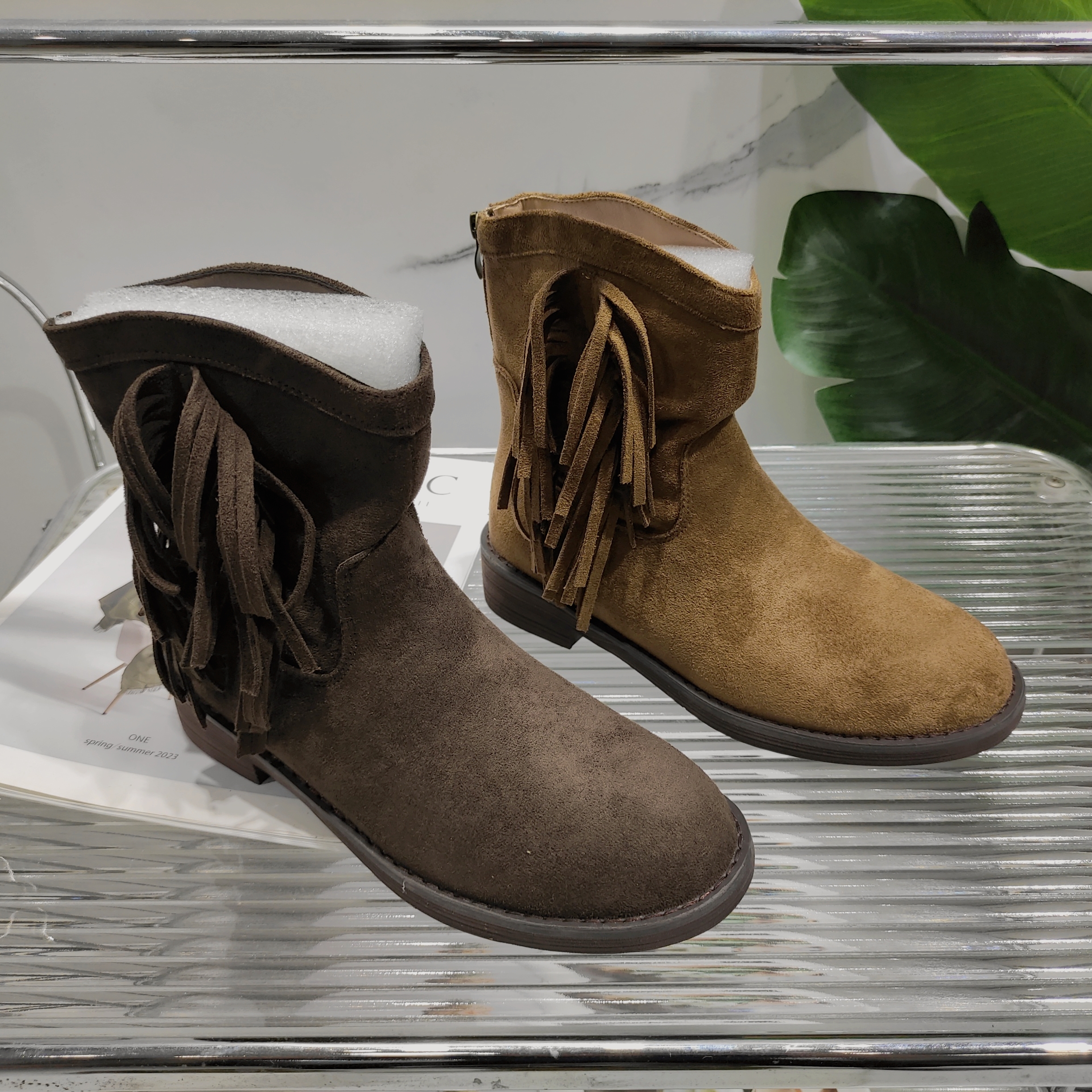 女秋冬新款复古时尚百搭潮流苏舒适短靴721(短靴，不加绒)