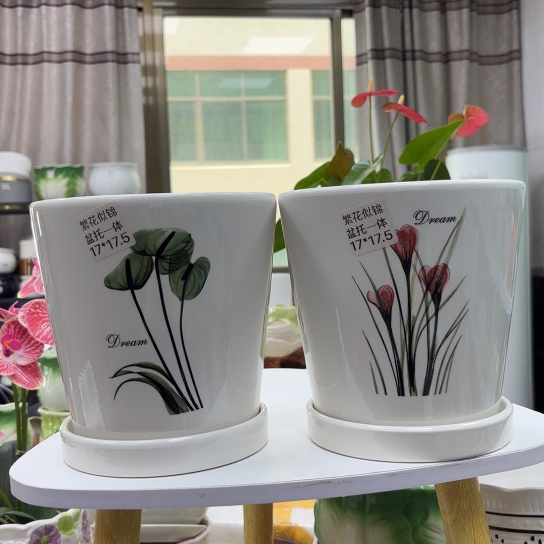 @夏西陶瓷花盆@@繁花似锦