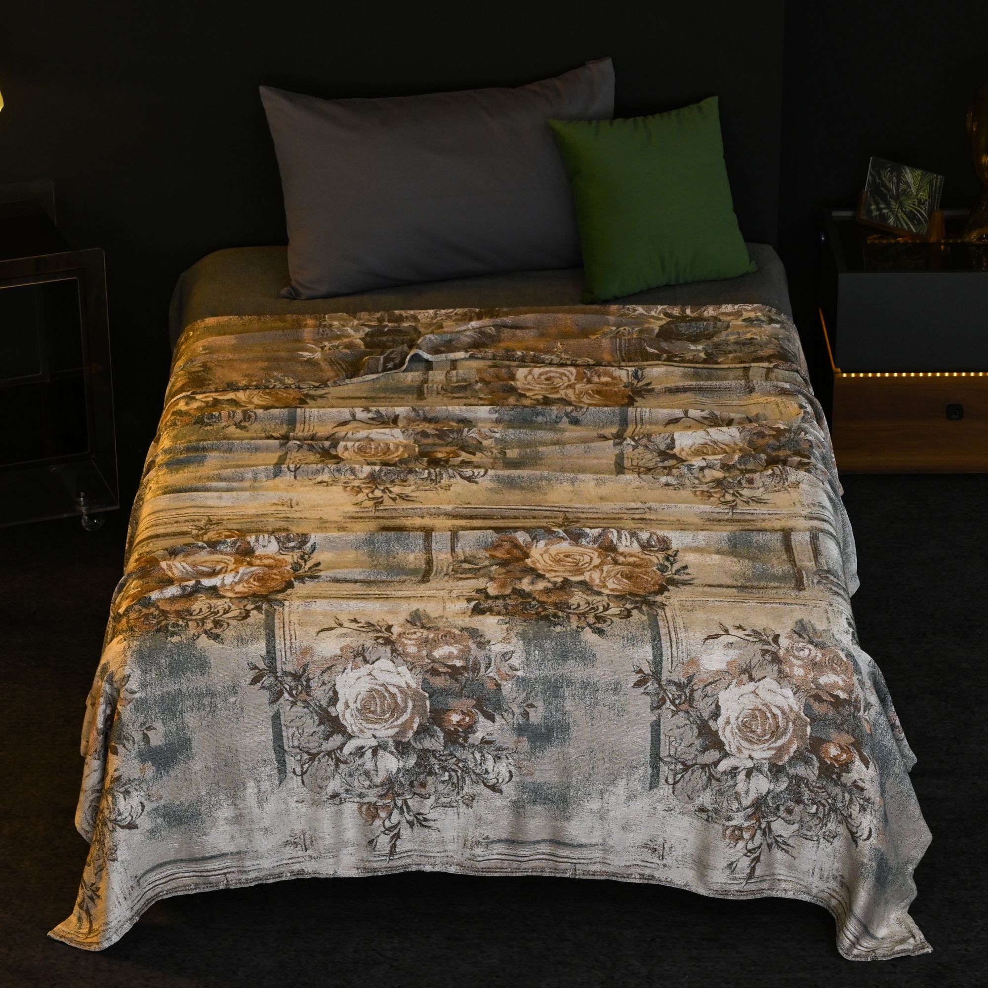 【妍墨玫瑰-棕】150*200cm莱赛尔竹纤维冷感毯轻薄柔软亲肤可机洗