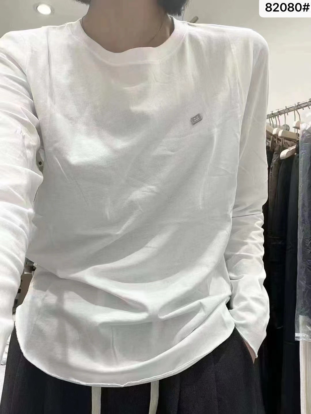 轻职风字母长袖T恤纯色修身休闲百搭春季内搭时尚白色简约