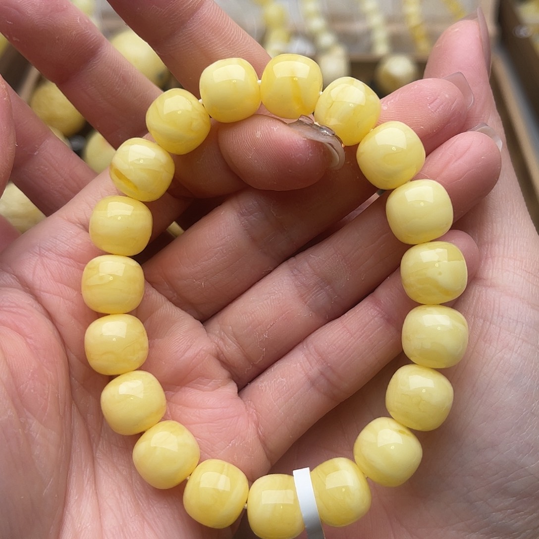 琥珀未镶嵌裸石蜜蜡精工同料手串十二加
