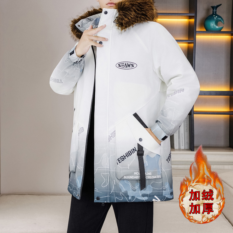 冬季加绒加厚棉衣外套潮牌大码男士派克服2025新款棉服青少年棉袄