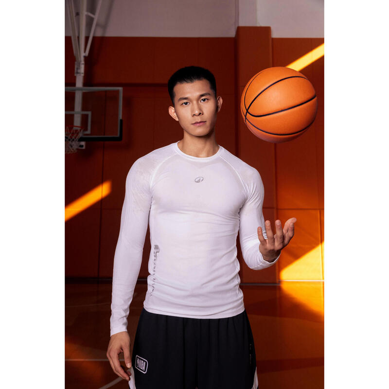 迪卡侬NBA联名成人长袖篮球紧身衣男纯色透气速干圆领长袖354087
