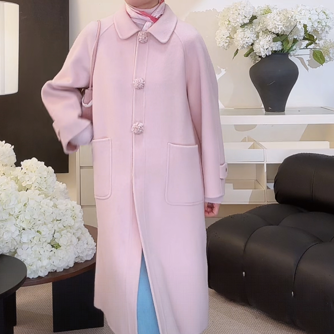 【白茶姐弟】经典双面大衣女中长款过膝毛呢外套冬季