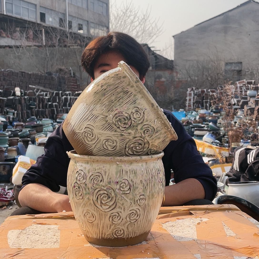 红陶宜兴紫砂粗陶花盆