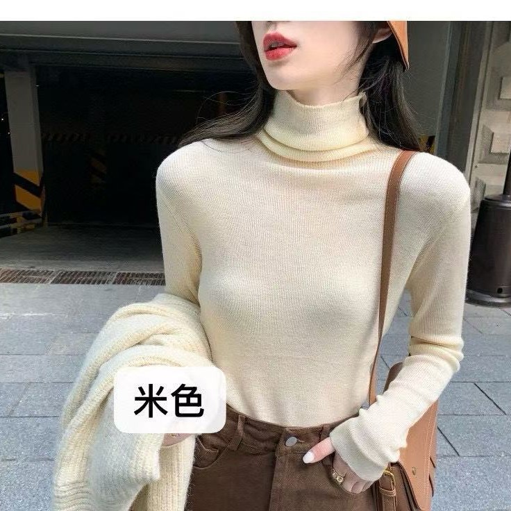 不起球打底衫堆堆领百搭秋冬长袖冬季毛针织衫