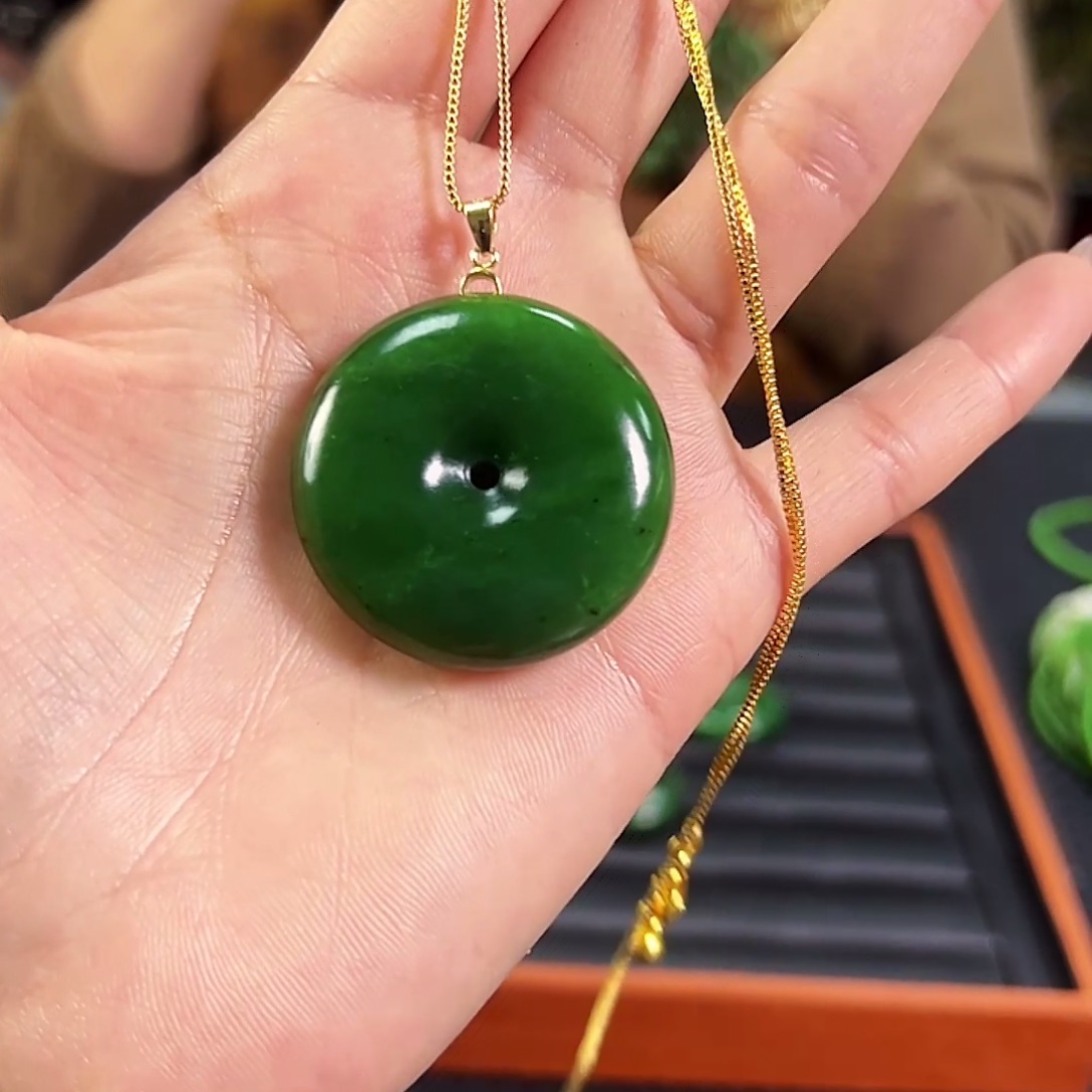 和田玉（碧玉）银S925镶嵌颈饰