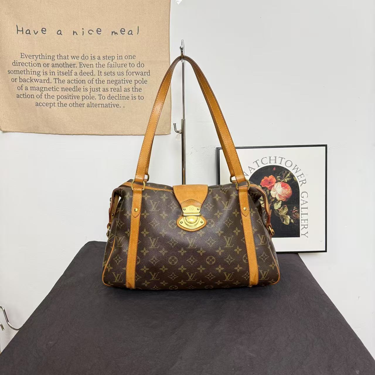 95新 LouisVuitton/路易威登 lv老花金扣南瓜包/托特包/单肩包