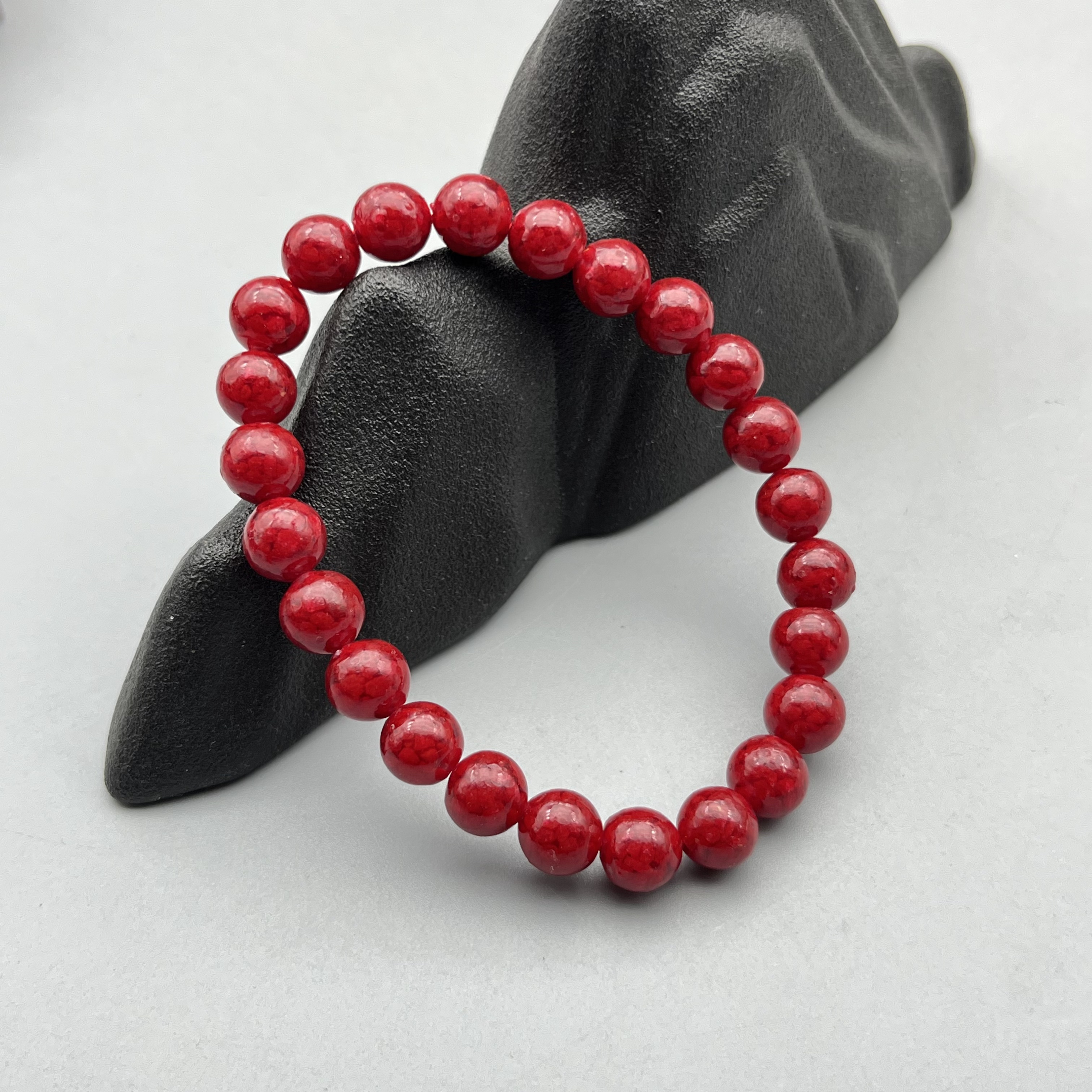 含辰砂工艺品JT301-晶体素圈手串8mm