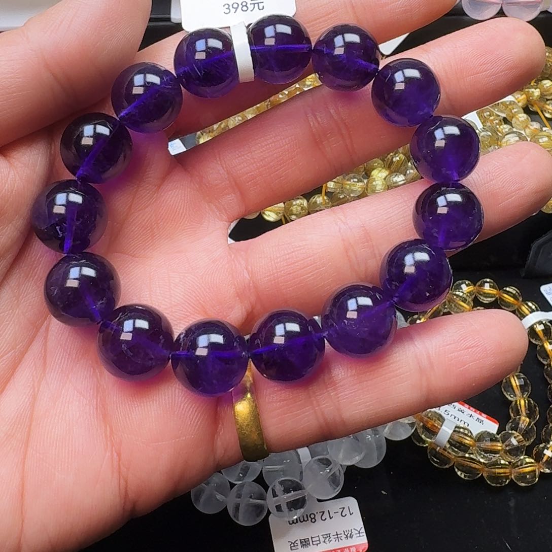 水晶手链未镶嵌天然乌拉圭紫水晶手链未镶嵌