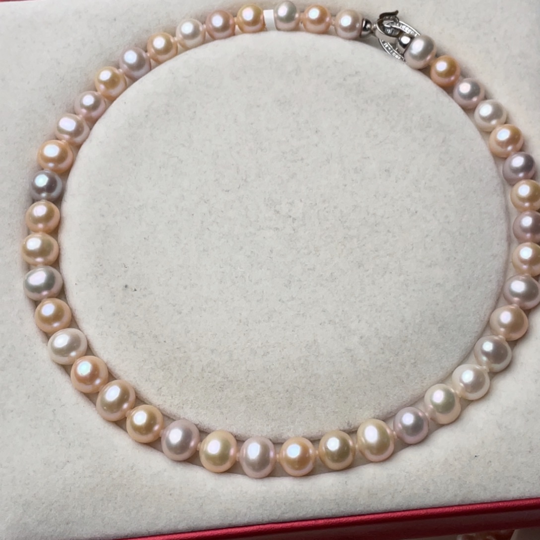 颈饰淡水珍珠银S925镶嵌9-10mm无核无暇