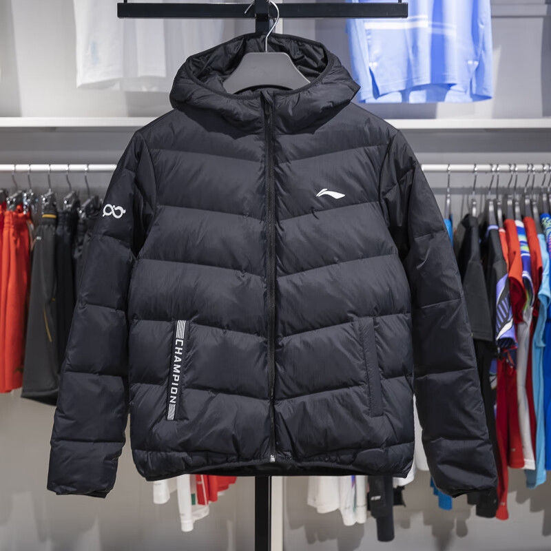 李宁羽绒服男女款2025冬季新款轻薄短款鸭绒保暖时尚连帽外套