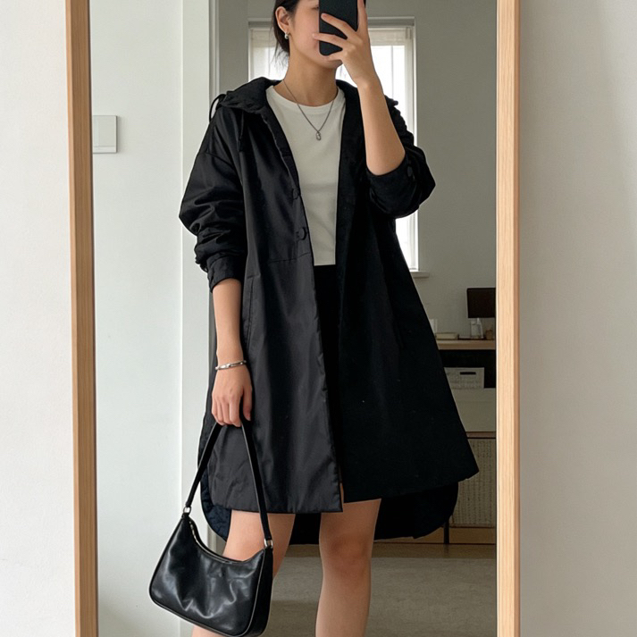 99新 Prada/普拉达 D500497/黑色长款棉服/36码