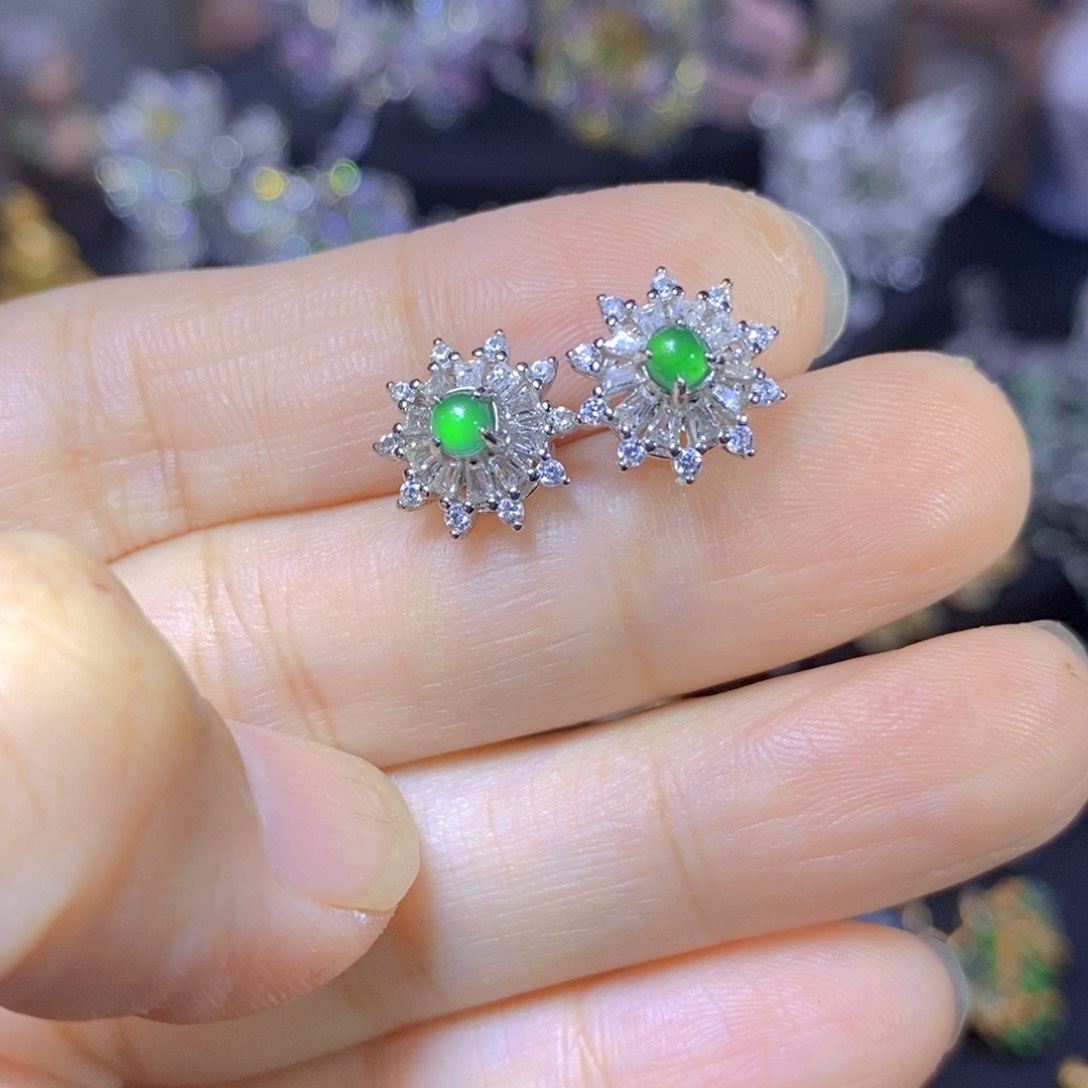 翡翠银S925镶嵌吊坠(不含链)天然翡翠