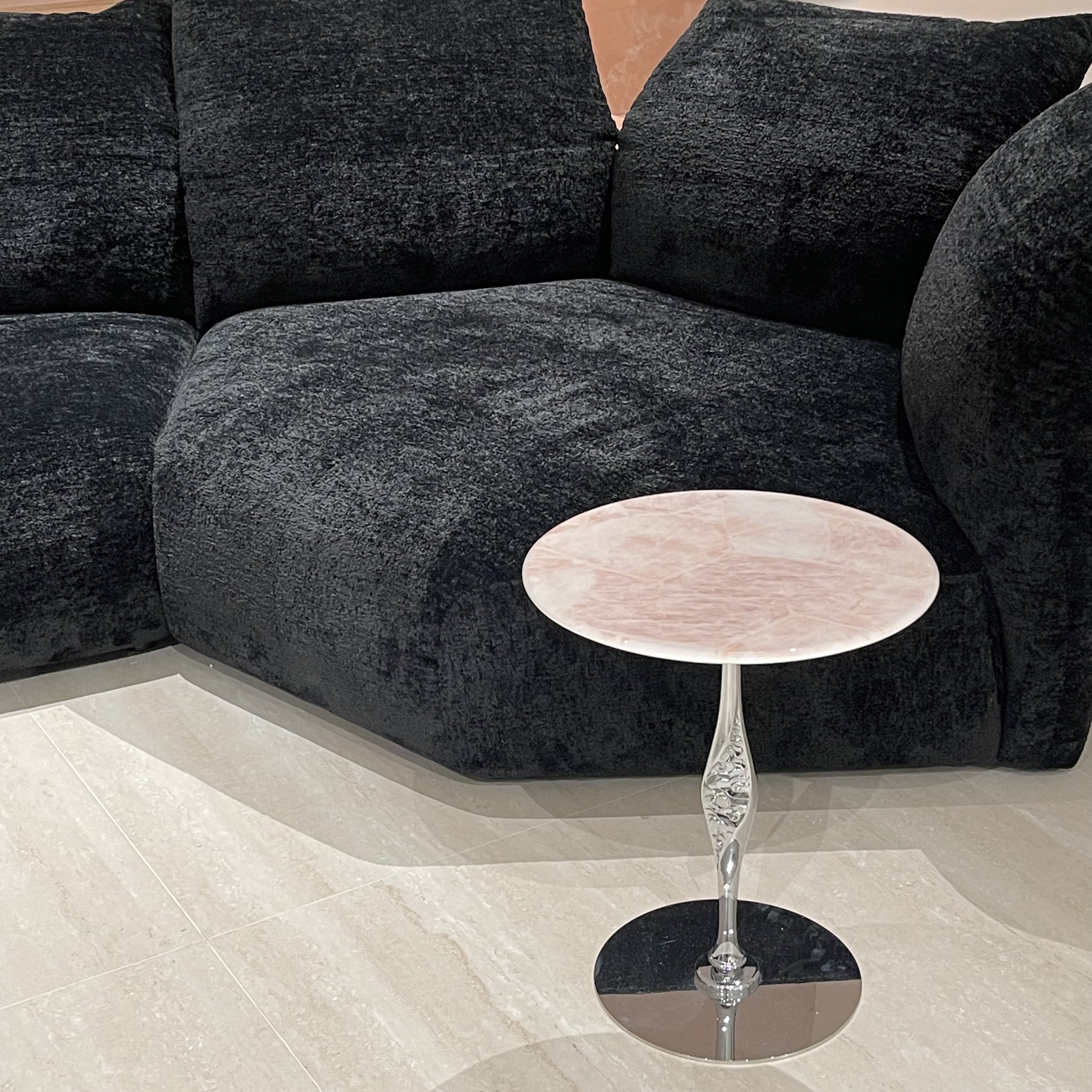 溯源【女王权杖】权杖粉水晶创意大理石边几沙发床头几客厅装饰