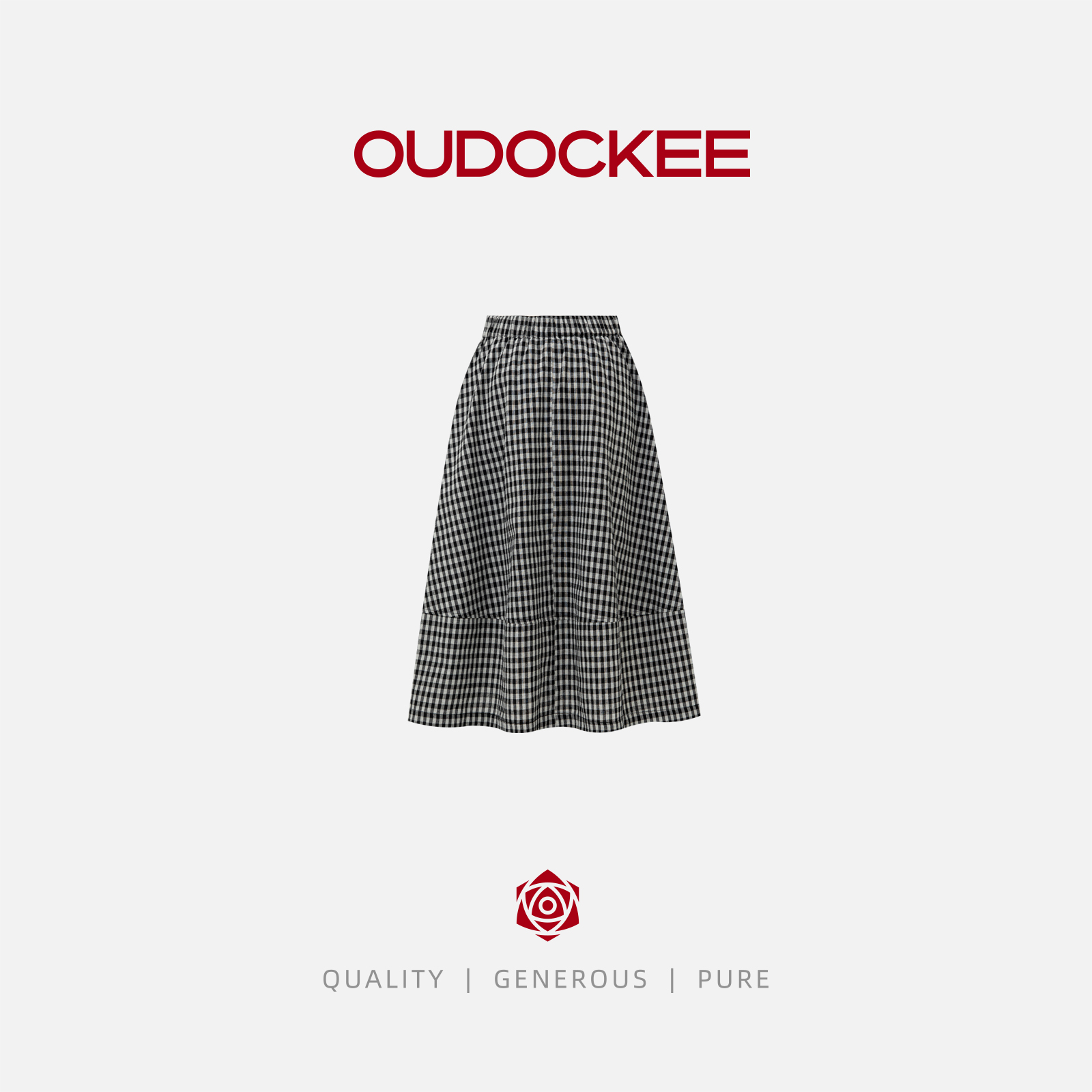 OUDOCKEE 鸥鸥【格子裙】复古宽松黑色格子显瘦半身裙 BBAE2233T