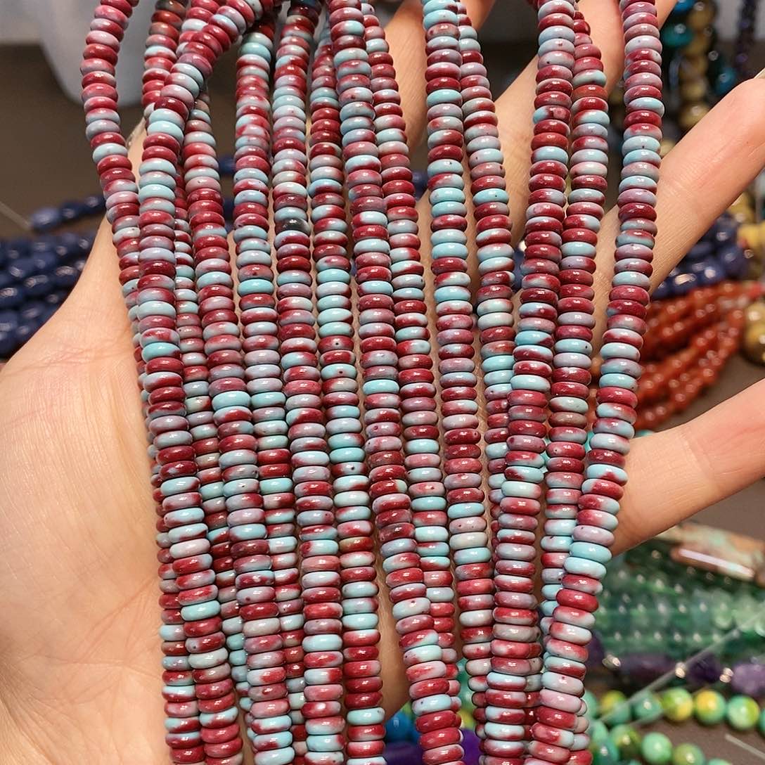 散珠玛瑙/玉髓樱花松隔片一条6mm