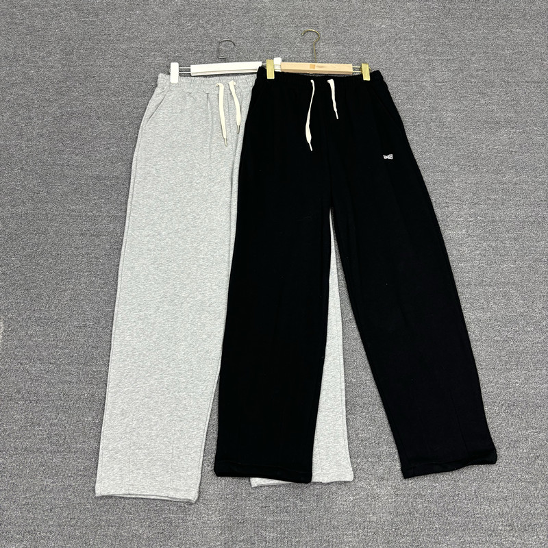 毛圈棉面料 美式休闲宽松直筒刺绣情侣卫裤B556