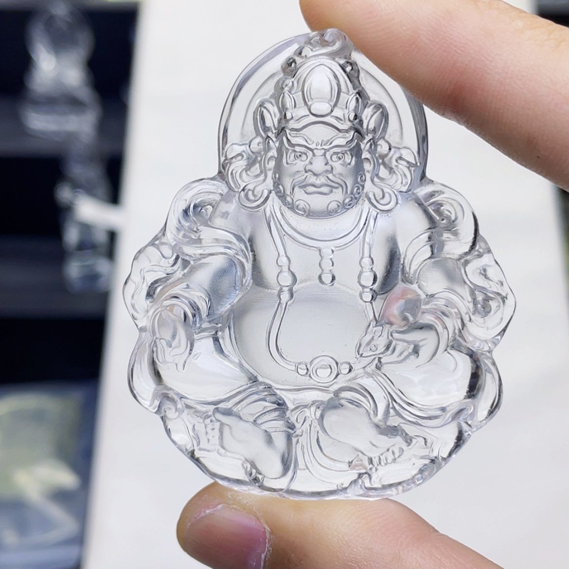 【闪购商品】水晶颈饰未镶嵌?***宗白水晶精雕黄财神吊坠