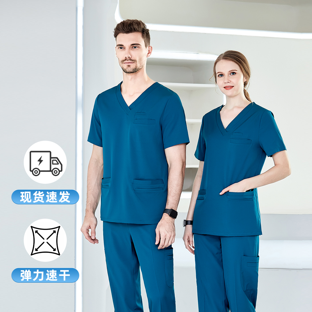 护士洗手服手术服牙科宠物医院男女短袖长袖四面弹护理服工作服夏