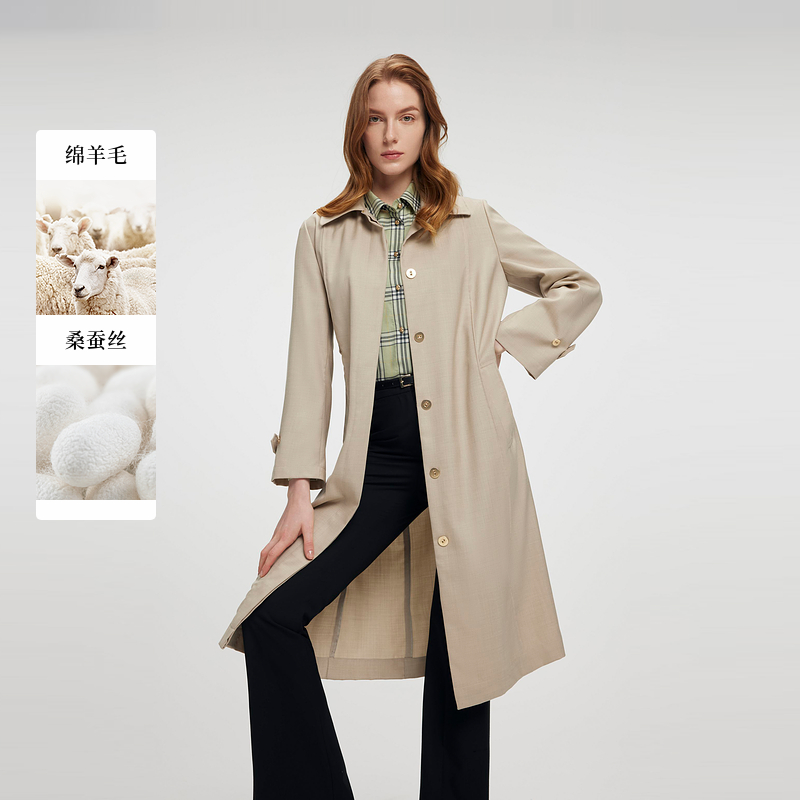 Scofield女装休闲风衣堤川腰带2025春季新品SFJTF11020