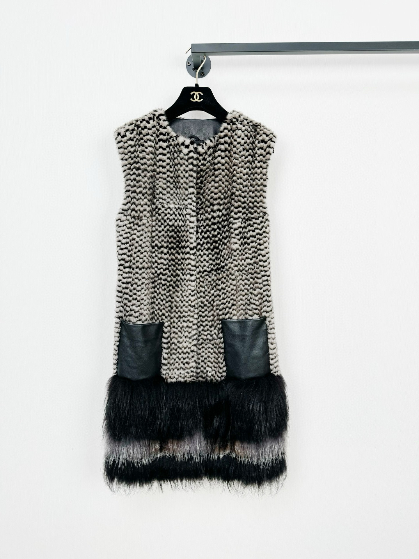 99新 DIOR/迪奥 Dior迪奥水貂毛皮狐狸皮马甲 外套 正品  34码 