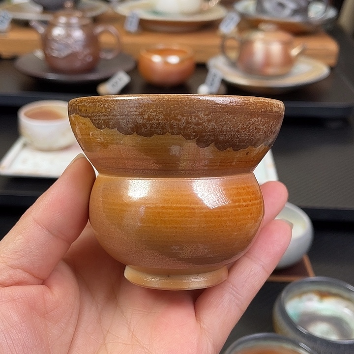陶摆件陶艺柴烧陶泥主人杯