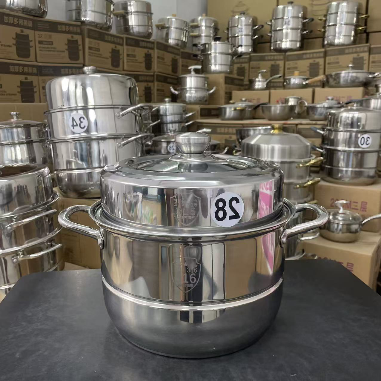 【28双层汤蒸锅】家用汤锅蒸锅不锈钢特厚蒸包子电磁炉煤气灶qq