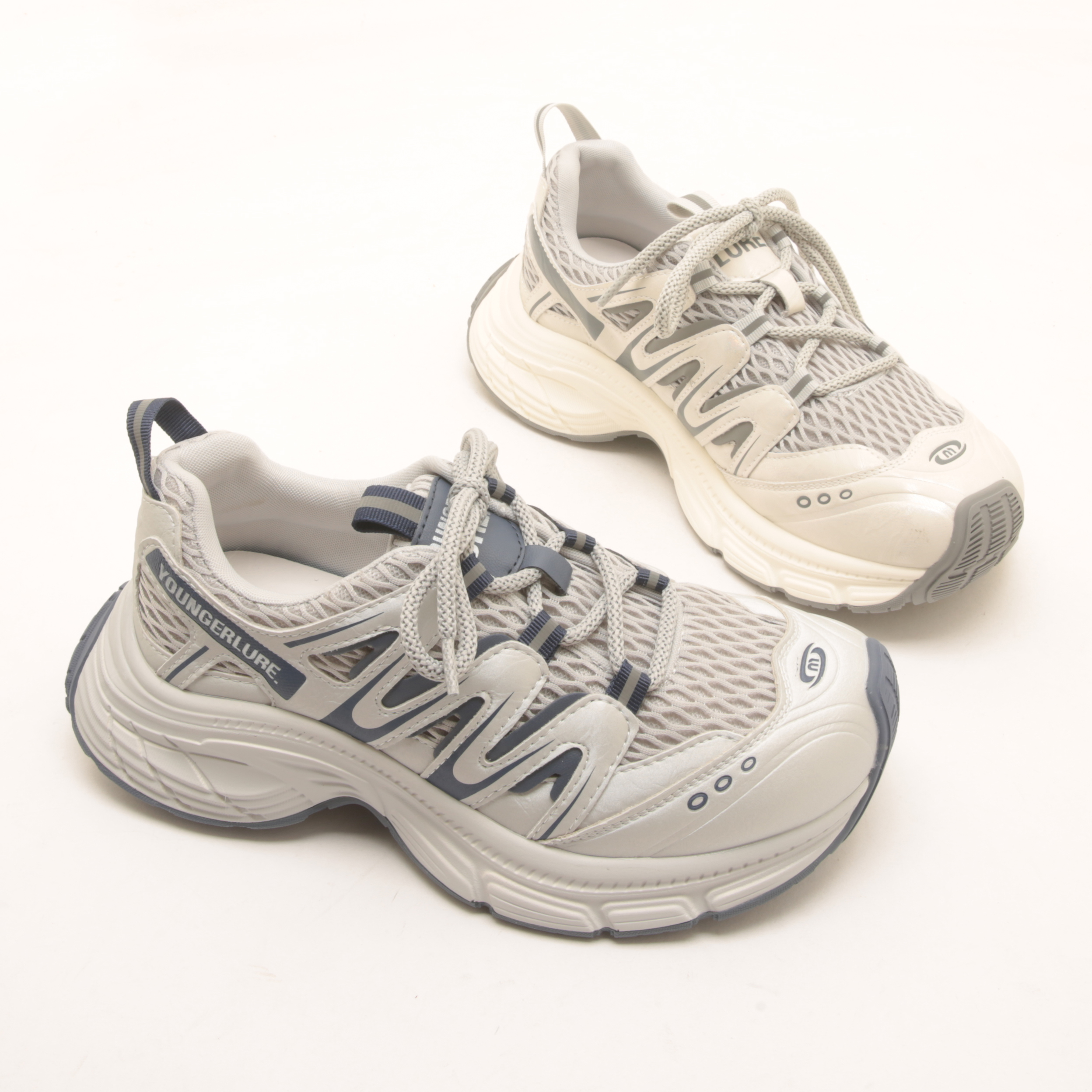 7461秋季新款潮流拼色透气网面老爹鞋女轻便厚底增高休闲运动鞋