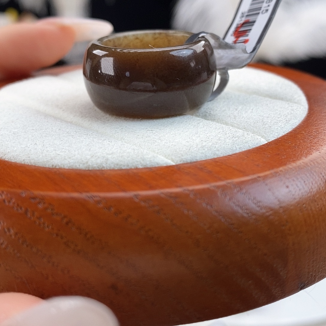 和田玉（糖玉）未镶嵌戒指r35老红糖墩墩18.4