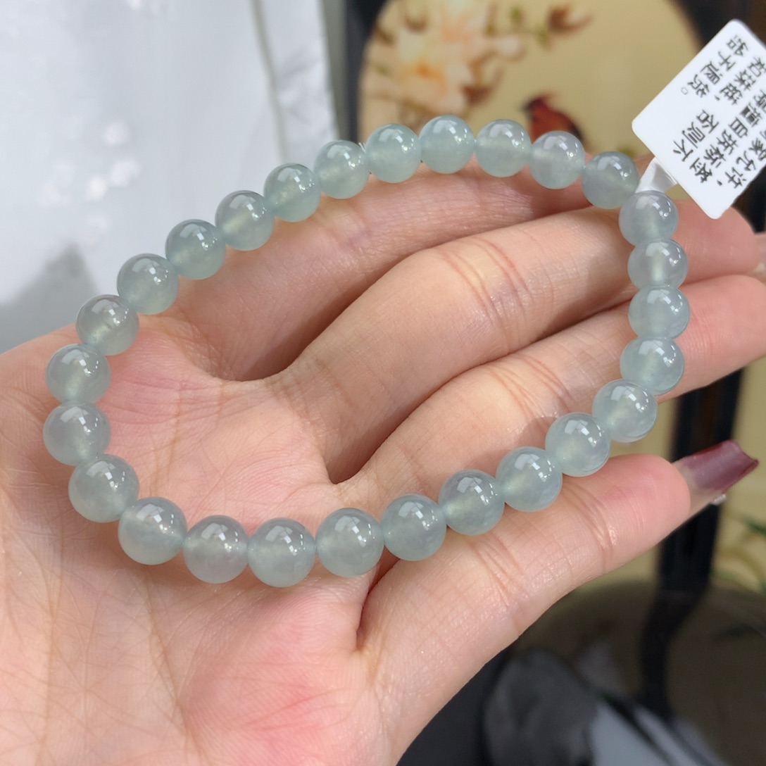 翡翠手链未镶嵌卡6.6冰蓝手串