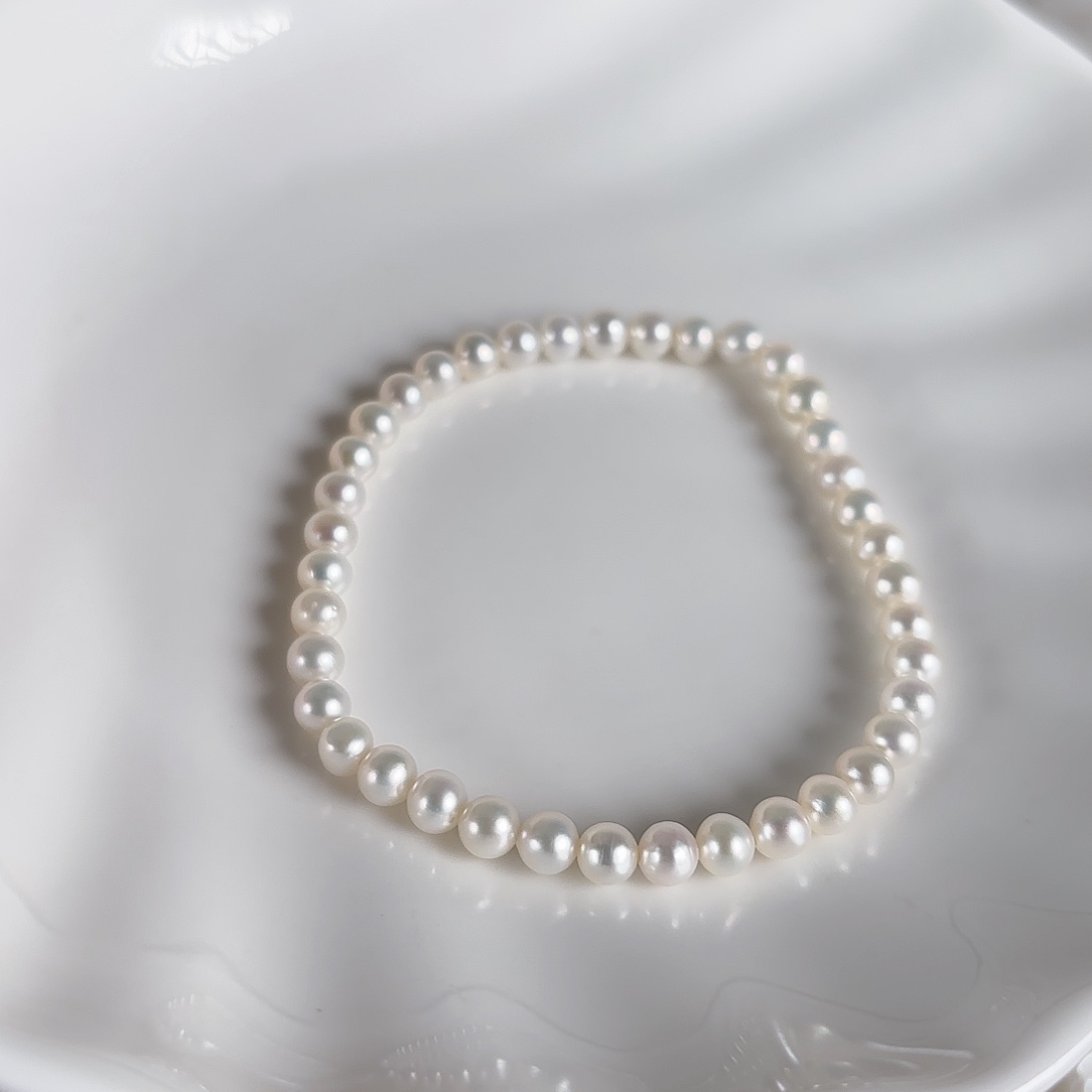 银S925镶嵌手绳淡水珍珠