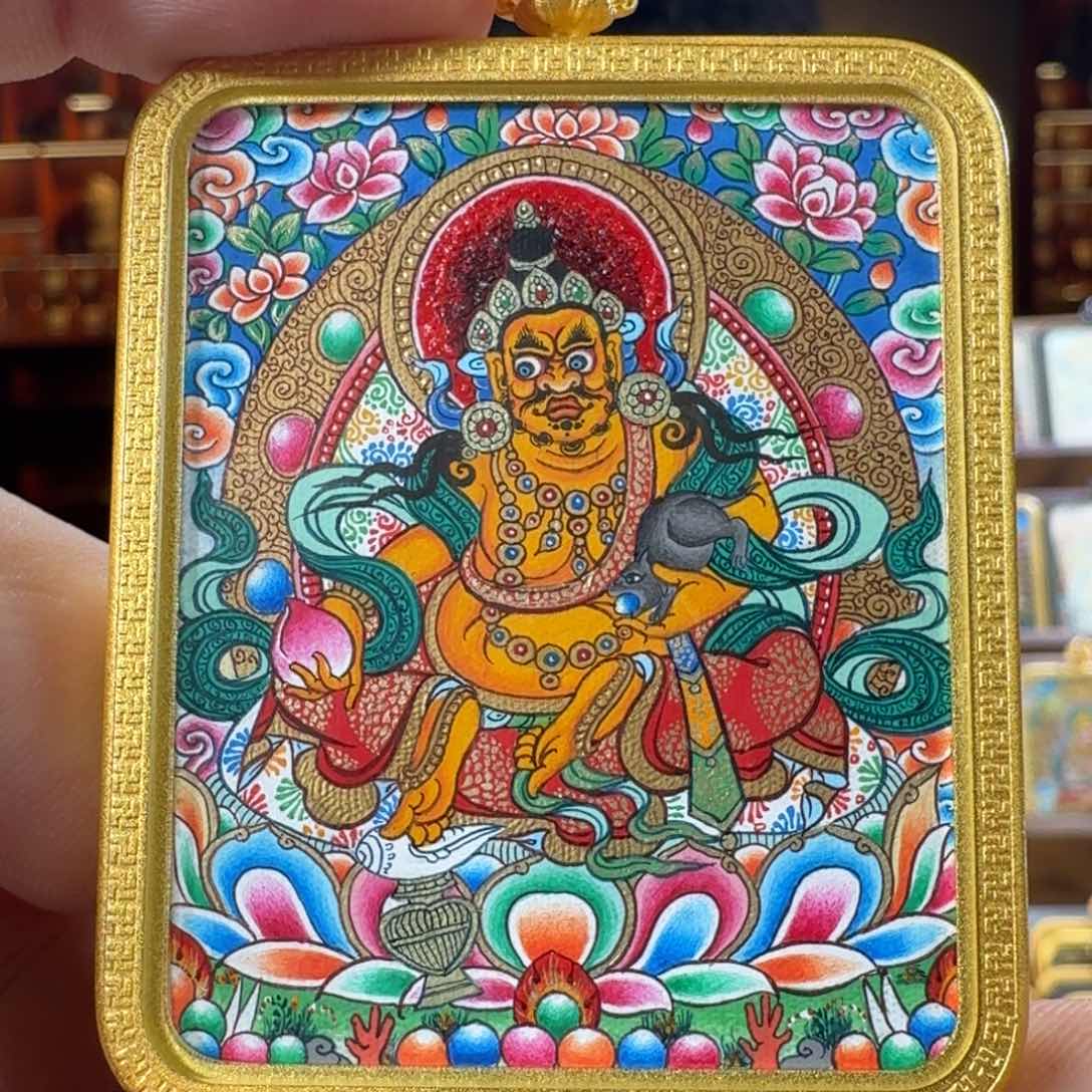 吊坠热贡纯手绘黄财神作品