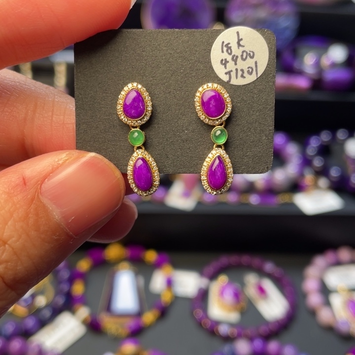 苏纪石（舒俱来）18K金镶嵌耳坠